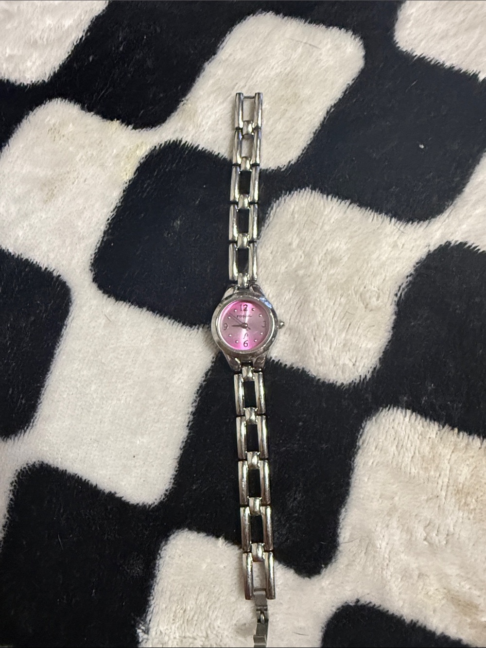 Fossil Silver Link Women's Watch with Pink Dial
